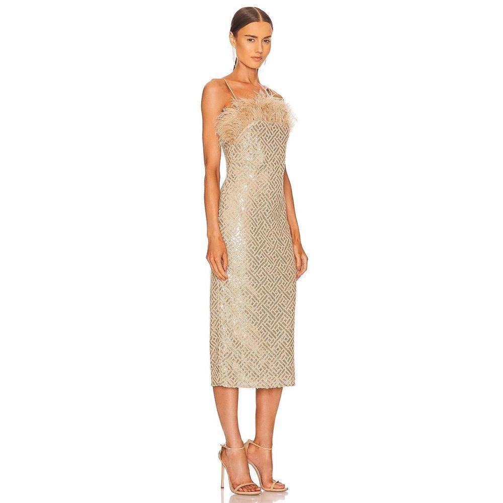 ELLIATT Rubra Khaki Midi Dress sequin embellished fabric size XS NWT$255